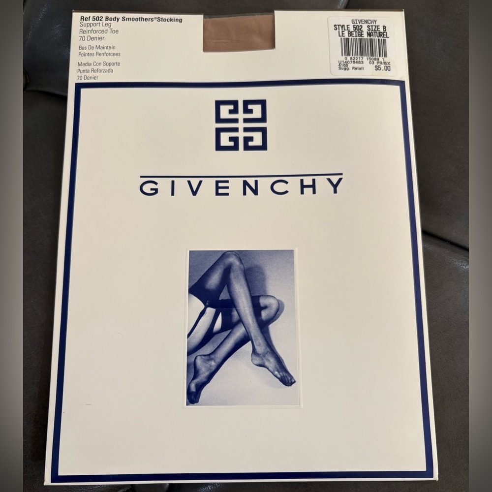 Vintage Givenchy Body Smoothers Stockings Style 502 Size B Beige NIP